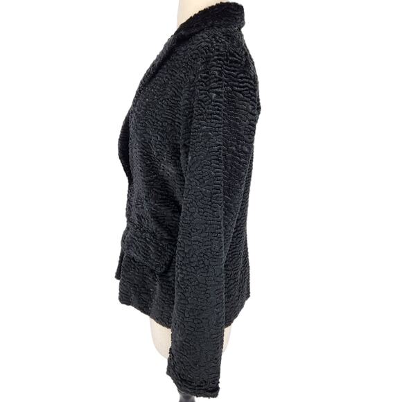 SALE Vintage Six Degrees Crushed Faux Fur Notched Collar Dinner Jacket - Picture 3 of 8